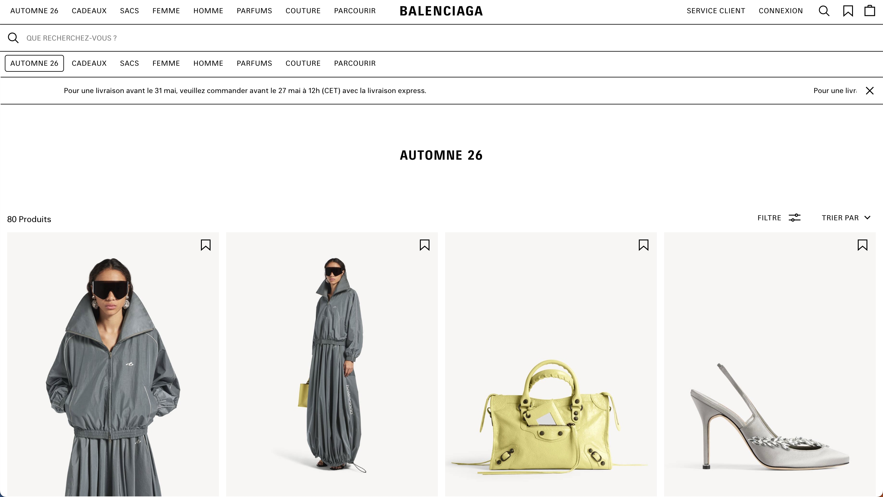 Référence Balenciaga.com — listing produits