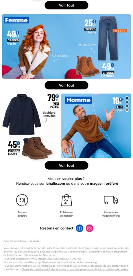 Newsletter — sélection femme/homme