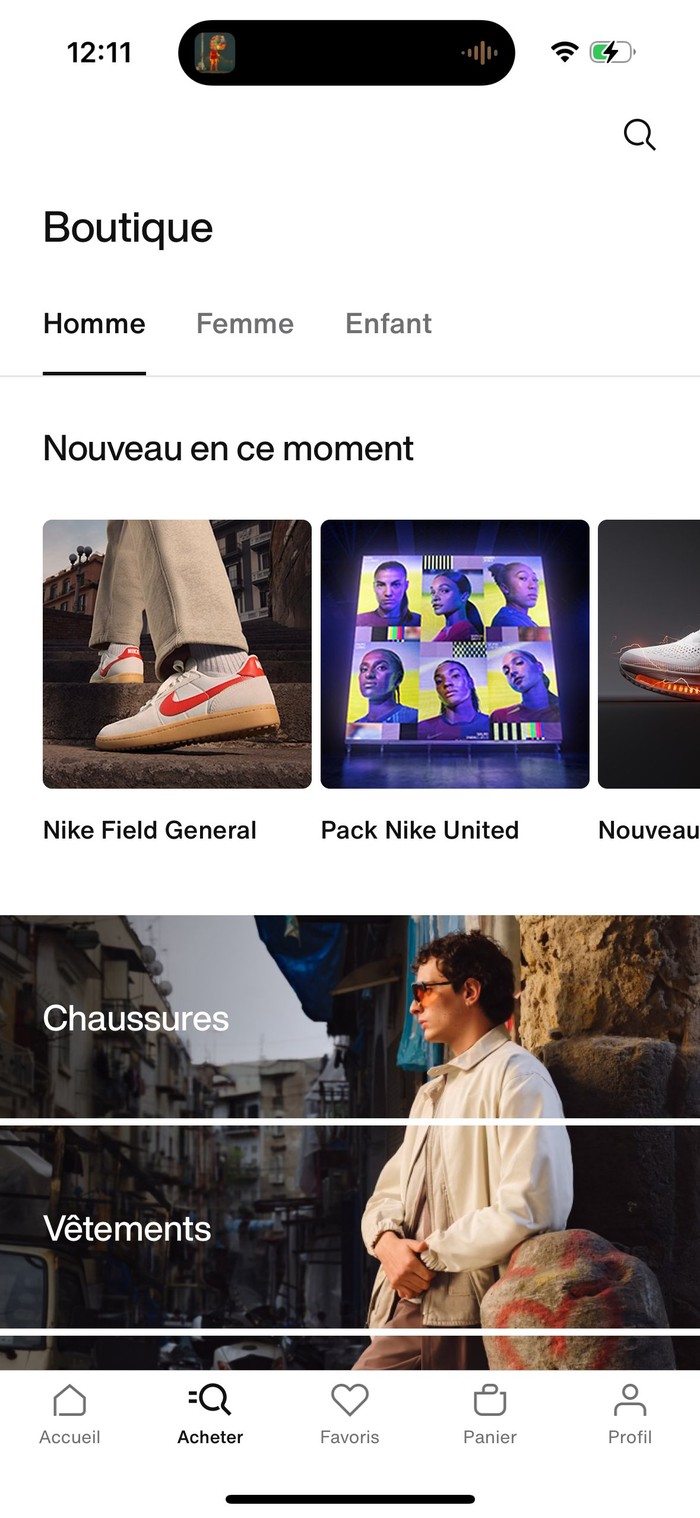 Nike, aucune barre fixe, l'offre vit au fil du parcours