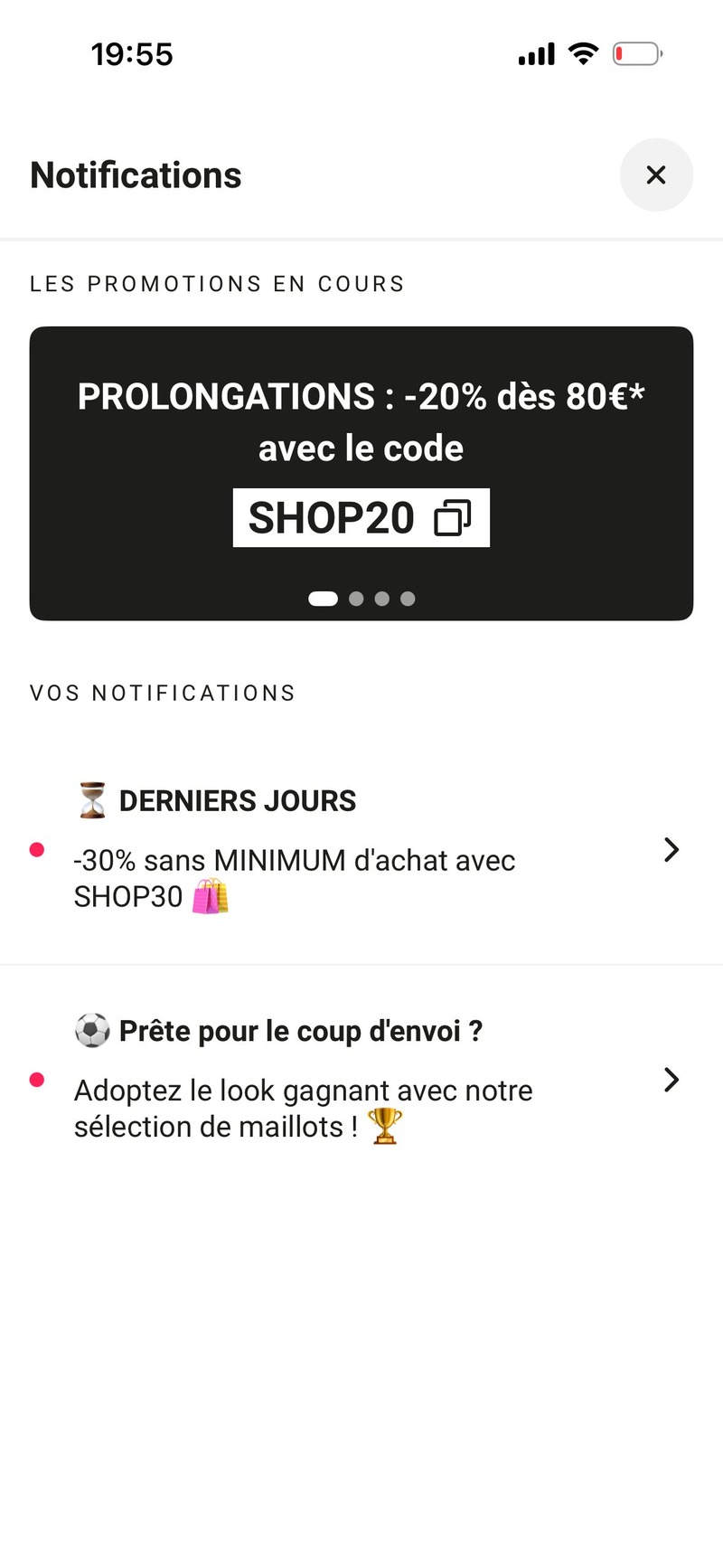 Centre de notifications, promotions en widget / wallet