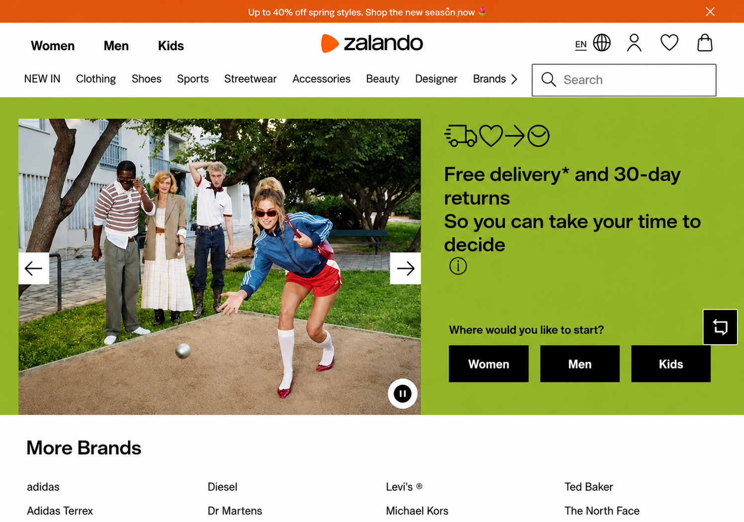 Zalando, aplats de couleur par type de message